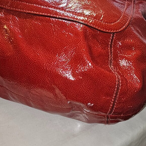 Coach Ergo Turnlock Crushed Red Patent Leather Shoulder Hobo Bag - Picture 4 of 5
